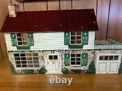 Marx 1950's Walt Disney Tin Litho 2 Story Doll House Furniture, Family & Car