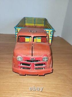Marx 1950s Lazy Day Farms Tin Pressed Steel Dairy Truck Vintage 18''