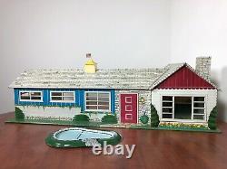 Marx 1953 California Ranch withPool Doll Doll House Tin Metal Antique