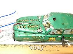 Marx Antique Vintage Mechanical Tin Dick Tracy Wind Up Police Squad Car Toy