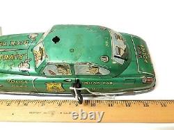 Marx Antique Vintage Mechanical Tin Dick Tracy Wind Up Police Squad Car Toy