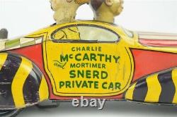 Marx Charlie McCarthy & Moritmer Snerd Vintage 1939 Private Car Wind up Tin Toy