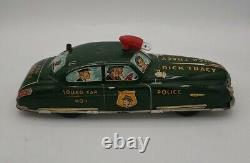 Marx Dick Tracy Police Squad Vintage Tin 11-inch Toy Wind-up Patrol Car 1949