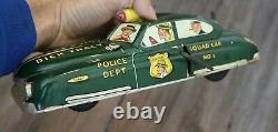 Marx Dick Tracy Wind Up Mechanical Tin Litho Police Squad Car Antique Vintage