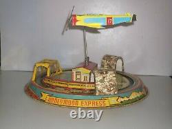 Marx Honeymoon Express Glendale Airfield Tin Litho Wind-Up, Vintage Very Nice