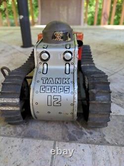 Marx Mar Tank Corps 12 Litho Wind-up Tin Military Toy Patent 1334539 USA Vtg