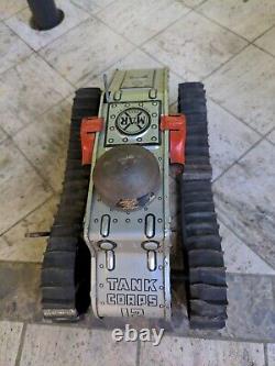 Marx Mar Tank Corps 12 Litho Wind-up Tin Military Toy Patent 1334539 USA Vtg