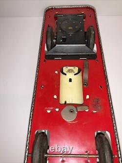 Marx Rare White Vintage 50s Tin Litho Emergency Fire Engine Ladder Truck NICE