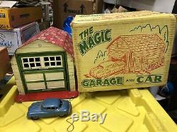 Marx TIN Magic Garage & Friction Car Original Box, Vintage GORGEOUS