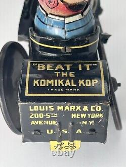 Marx Tin Litho 1930's Windup Beat It The Komikal Kop Crazy Car VTG Antique