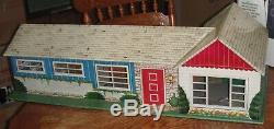 Marx Tin Litho Ranch Dollhouse, Vintage Kids Toy Playhouse 1950s Accessories Etc