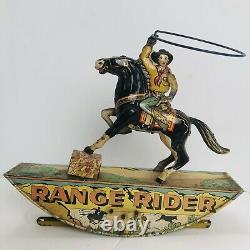 Marx Tin Litho Range Rider Cowboy Wind up Toy Vintage 1930s by Louis Marx Co