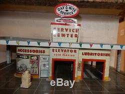 Marx Tin Toy Vintage Car Service Center withElevator Metal Litho