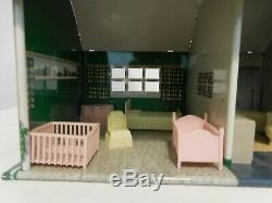 Marx Toys Tin Litho 1 Story Ranch Doll House with Patio + Furniture Vintage