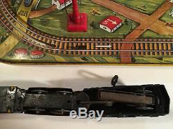 Marx Vintage Tin Lithograph Wind Up Train Set On Track