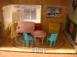 Marx Vintage Tin Metal Doll House 1950's with Original Furniture (B)