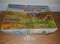 Marx miniature playset Sunshine Farm vintage toy rare tin windup figures cars