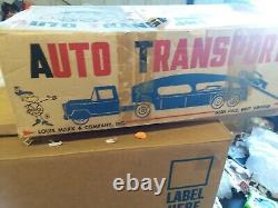 Marx vintage toy car hauler with original box