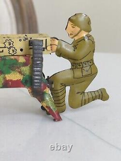 NM Vintage Marx Lithographed Tin WWI Machine Gun Gunner