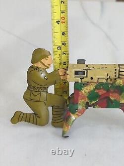 NM Vintage Marx Lithographed Tin WWI Machine Gun Gunner