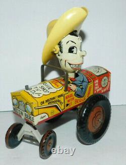 Neat Vintage Tin Wind Up Marx Milton Berle Crazy Car- Works