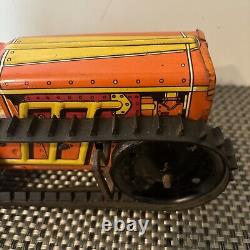 Old Vintage Marx Wind Up Tin Litho Toy Tractor- Beautiful Condition And Works