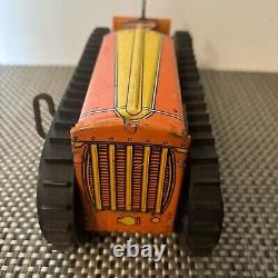 Old Vintage Marx Wind Up Tin Litho Toy Tractor- Beautiful Condition And Works