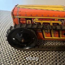 Old Vintage Marx Wind Up Tin Litho Toy Tractor- Beautiful Condition And Works