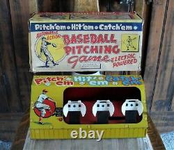 Orig. /Rare! 1950's-60's LOUIS MARX Vintage Toy Baseball Pitching Game + BOX