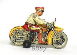 Original Vintage Marx Wind Up Tin Litho Motorcycle Cop Policeman Working