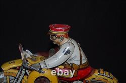 Original Vintage Marx Wind Up Tin Litho Motorcycle Cop Policeman Works Great