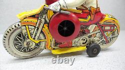 Original Vintage Marx Wind Up Tin Litho Motorcycle Side Car Policeman