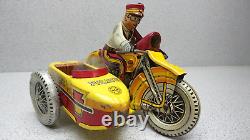 Original Vintage Marx Wind Up Tin Litho Motorcycle Side Car Policeman