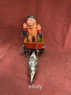 Popeye Mean Man Horse & Cart Wind-Up Vintage Tin Toy Working with Box Marx Toys