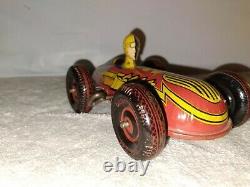 RARE(PAIR) VINTAGE 1930/40s MARX SPEED RACER #3 TIN LITHO WINDUP RACE CARS withKEY
