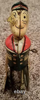 RARE Vintage 1930s Original Marx Tin Wind Up Walking Popeye WithParrot Cages Works