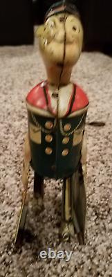 RARE Vintage 1930s Original Marx Tin Wind Up Walking Popeye WithParrot Cages Works