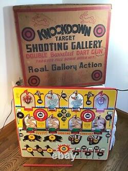 RARE Vintage 1950's Marx Knockdown Target Shooting Gallery Game Tin Litho Box