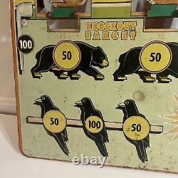 RARE Vintage 1950's Marx Knockdown Target Shooting Gallery Game Tin Litho In Box