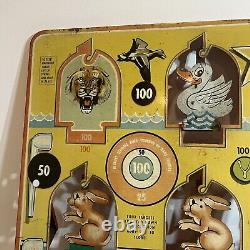 RARE Vintage 1950's Marx Knockdown Target Shooting Gallery Game Tin Litho In Box