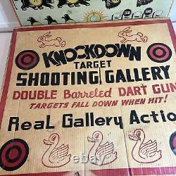 RARE Vintage 1950's Marx Knockdown Target Shooting Gallery Game Tin Litho In Box