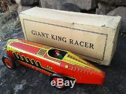 RARE Vintage Louis MARX Tin Litograph Windup GIANT KING RACER 711 withOriginal Box