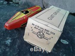 RARE Vintage Louis MARX Tin Litograph Windup GIANT KING RACER 711 withOriginal Box