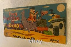 RARE Vintage Marx Flintstones Fred On Dino tin wind up NM in Box 1962