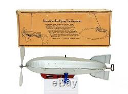 RARE Vintage Marx Flying Zeppelin Twin Propeller Tin Wind-up with Original Box