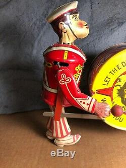 RARE Vintage Marx Let The Drummer Boy Play Wind-Up Tin Toy Works