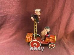 RARE! Vintage Marx Popeye & Bluto Funny Fire Fighters Tin Litho Celluloid