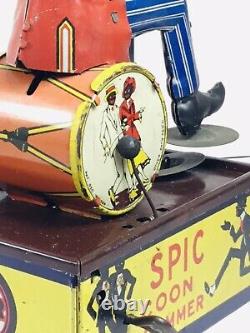 RARE Vintage Marx, SPIC The Coon Drummer Tin Windup Toy