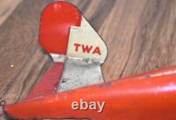 RARE Vintage Marx TWA U. S. Mail Tin Litho Bi Plane Airplane Toy