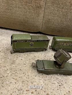 Rare Marx Army Supply Train 500 Tin Toys Locomotive Car lot vintage